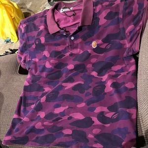 bape purple camp button T-shirt